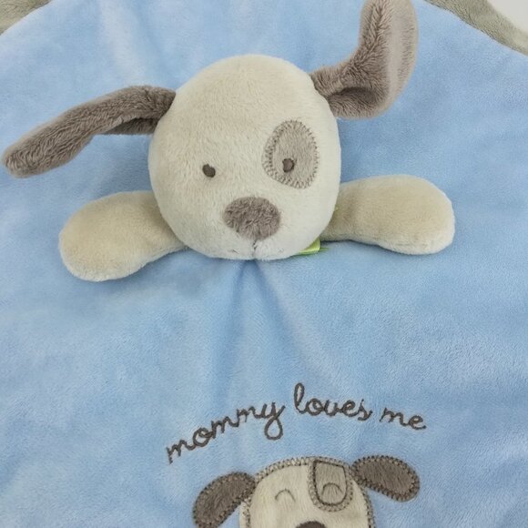 Carters Puppy Dog Mommy Loves Me Embroidered Lovey Lovie Security Blanket Blue - Picture 5 of 6